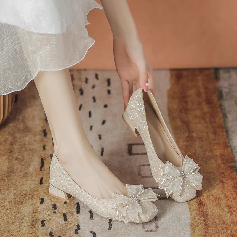 Women Shoes Heels - Женские осенние вечерние низкие свадебные туфли