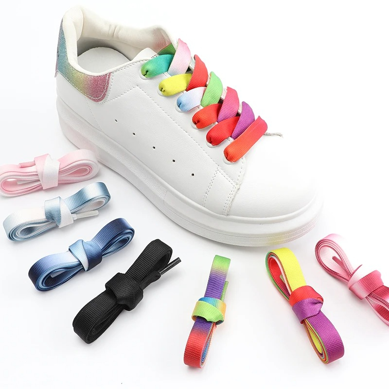 Women Shoes Mk - Плоские шнурки с радужным градиентом, ширина