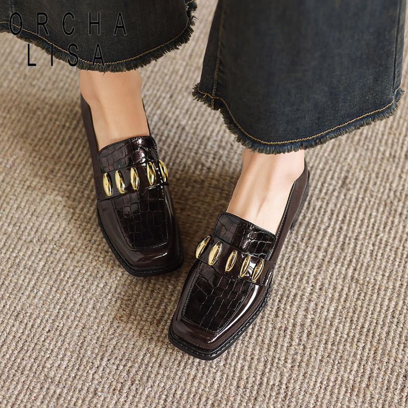 Women'S Shoes Extended Sizes - ORCHA LISA Модные блестящие женские туфли-лоферы