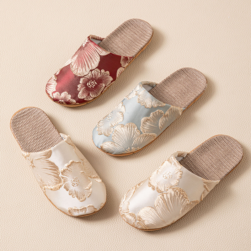 Women Shoes Mules - Шелковые элегантные тапочки-мюли для женщин, домашние,