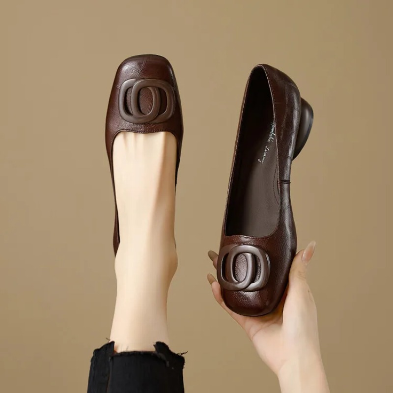 Women Shoes Heels - Женские туфли-лодочки во французском стиле, кожаные