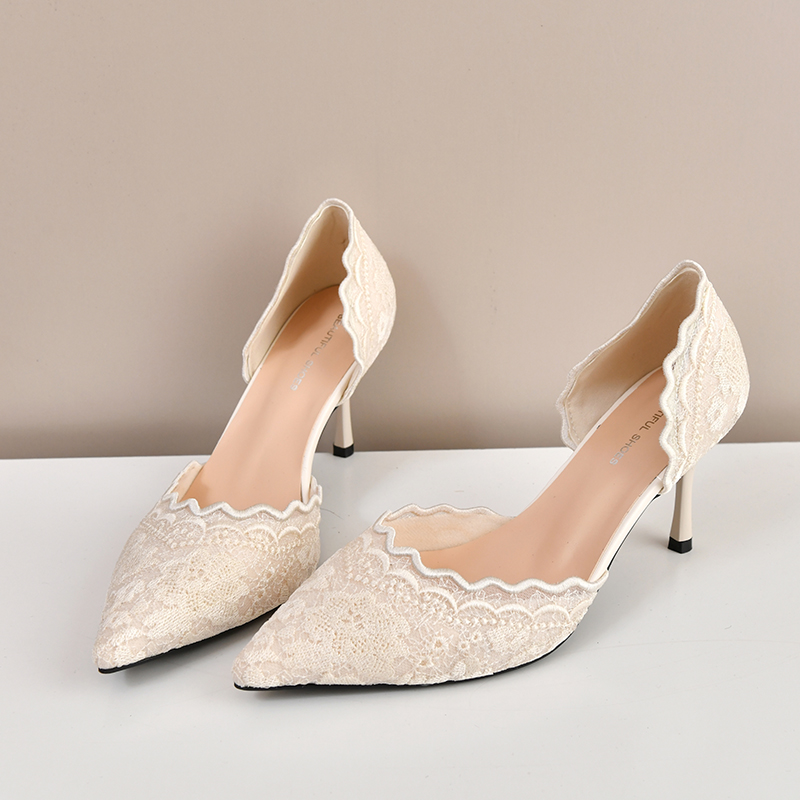 Women Shoes Heels - Женские туфли-лодочки на шпильке с кружевным