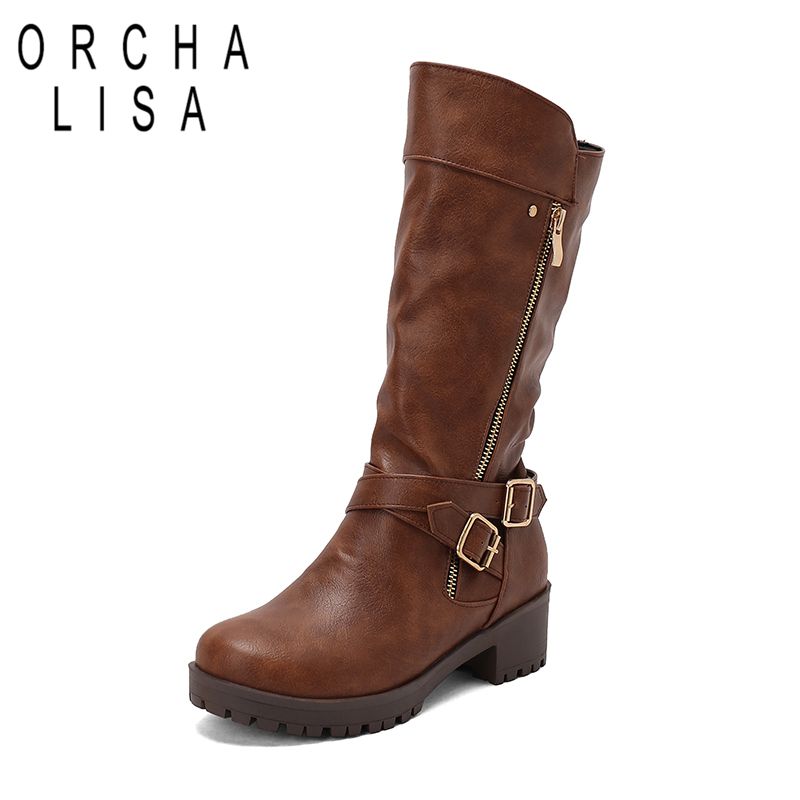 Women'S Shoes Extended Sizes - ORCHALISA Ретро-ботинки женские до середины икры,