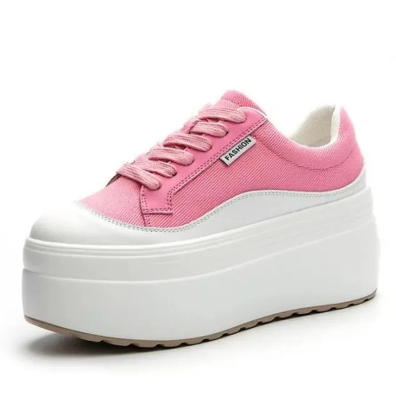 Wedge Heeled Sneaker - Новые парусиновые женские кроссовки из натуральной