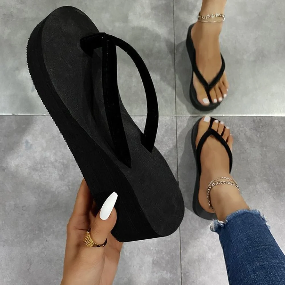 Women Shoes Wedges - Женские летние тапочки-шлепанцы на танкетке, пляжные